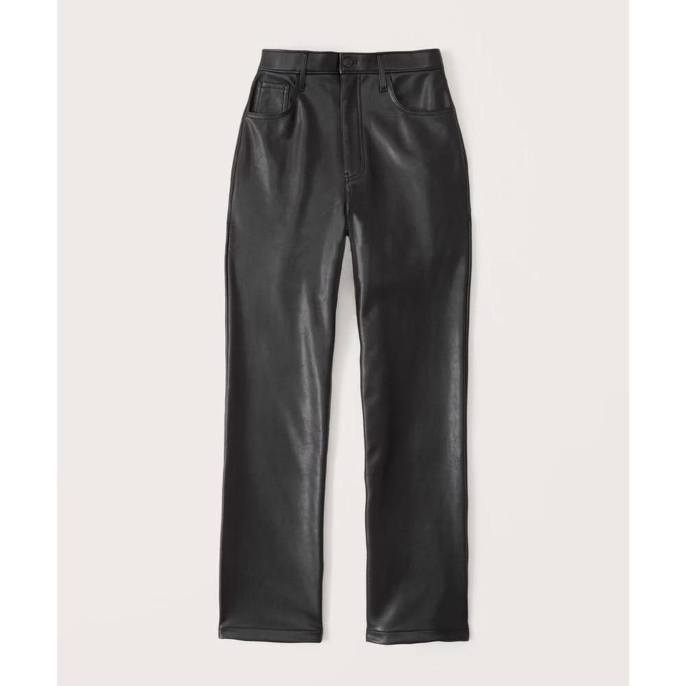 Abercrombie & Fitch Black Curve Love Vegan‎ Leather 90s Straight Pant Size 22S